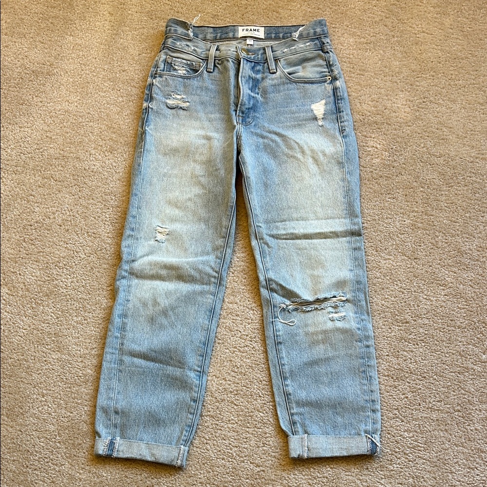 Frame Denim Women's Light Blue Distressed Boyfriend Jeans